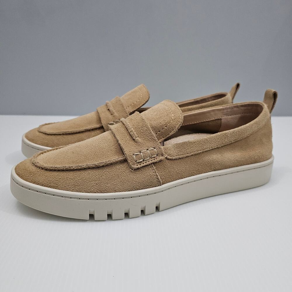 Vionic Women's Suede Penny Loafers in Tan with Cream Sole